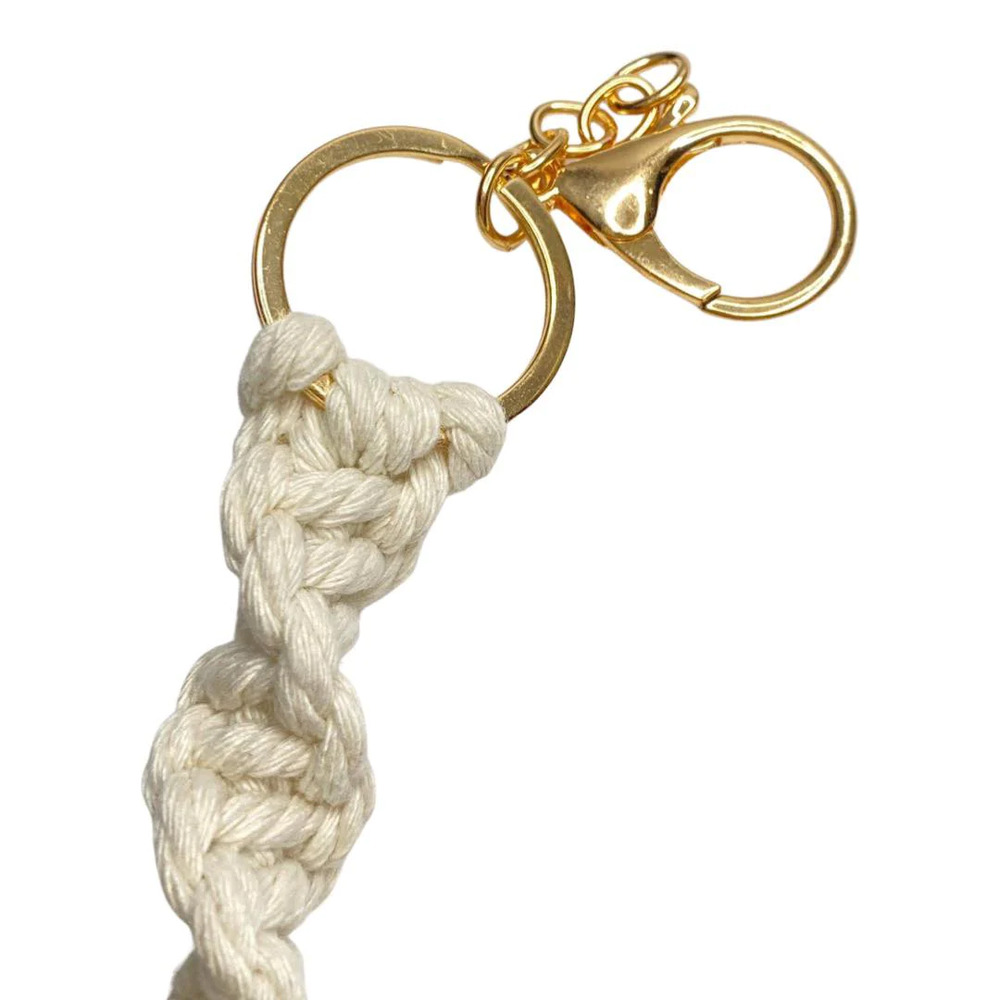 Macrame Key Chain Keyring Ivory - Picture 2 of 2